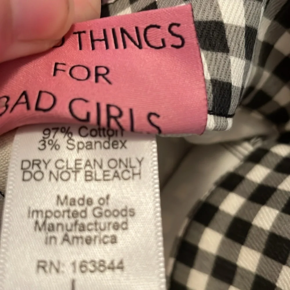 NWT Vixen by Micheline Pitt Black Gingham Cigarette Pants - Picture 11 of 11